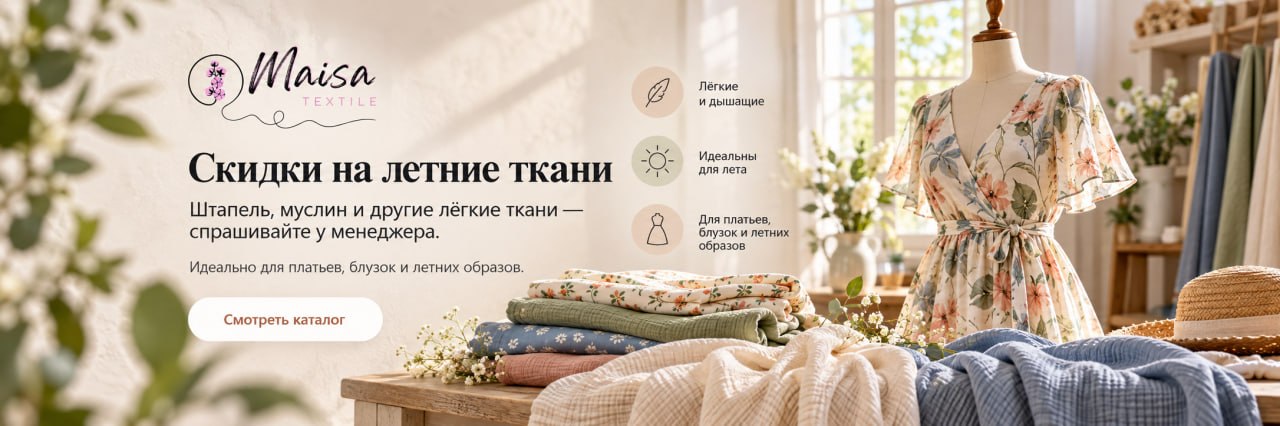 Скидки на летние ткани в MaisaTextile — штапель, муслин и другие лёгкие ткани